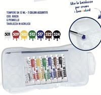 TINTA UNITA TEMPERA 12ML 7PZ 60626 COLORI ASSORTITI