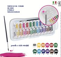 TINTA UNITA TEMPERA 12ML CONF.12PZ 60628 COLORI ASSORTITI