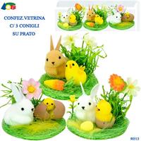 PASQUA GINMAR CONIGLIO E PULCINO SUL PRATO CONF.3PZ 90313