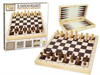 TEOREMA FATTO DI LEGNO GIOCO 3IN1 DAMA SCACCHI BACKGAMMON 40639