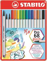 STABILO PEN 68 BRUSH 15PZ SCATOLA METALLO 568/15-32